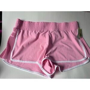 All In Motion Women's Mid Rise Piped Dolphin Woven Shorts Pink Size XXL New